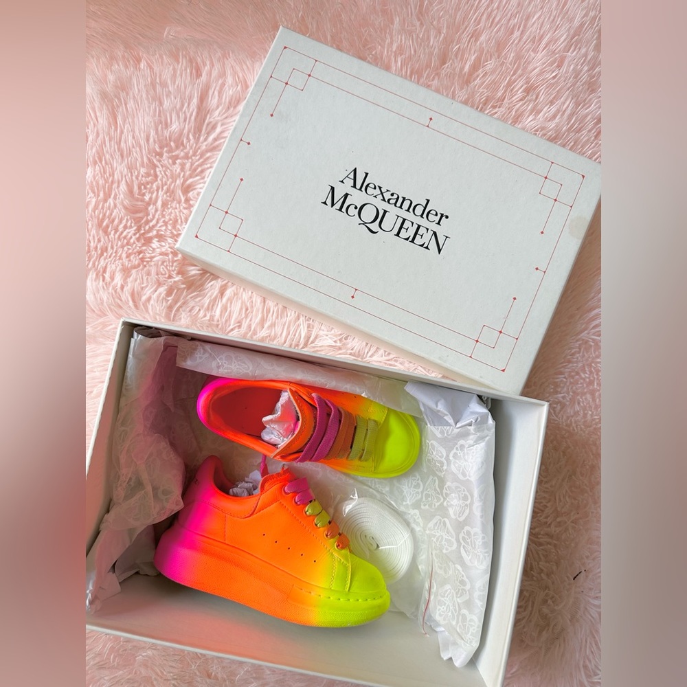 Pink, orange & yellow Alexander McQueen toddler size 26, 9 1/2 toddler American